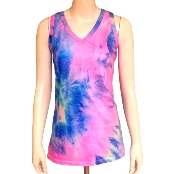 CCC NLife Tie Dye Sleeveless V Neck Tank Top Racerback Workout Size Medium - Picture 1 of 6